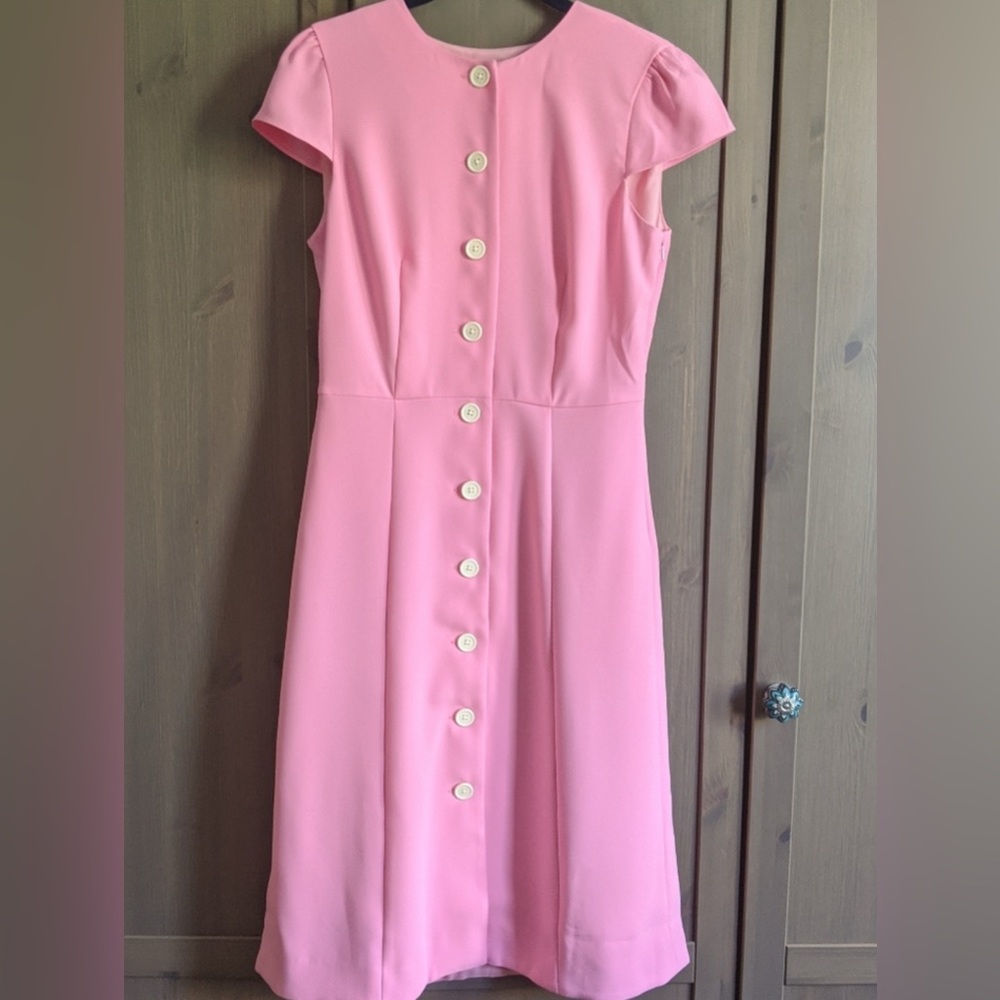 J. Crew Pink Button-Front Cap-Sleeve Midi Dress 10P - Picture 11 of 11